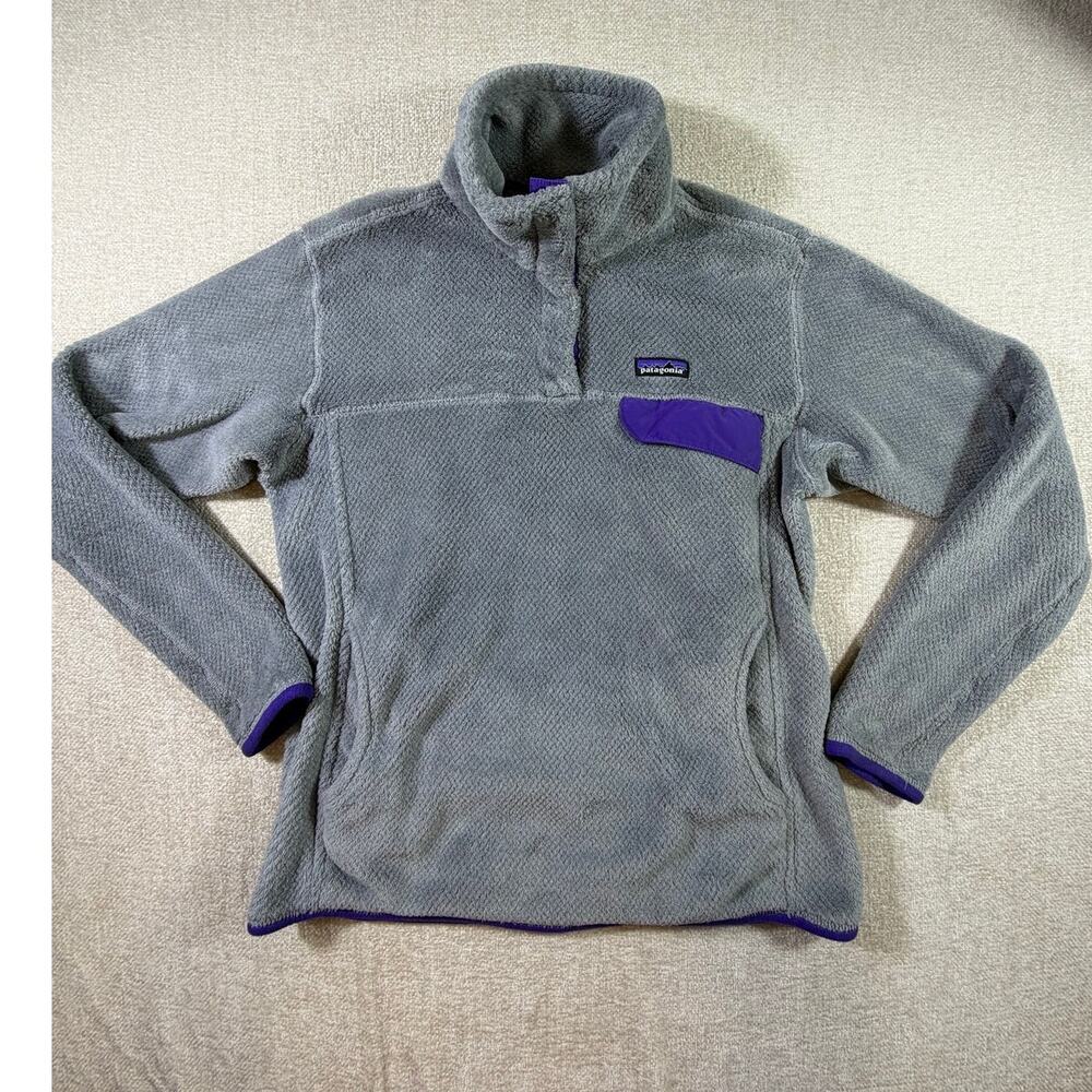 Patagonia Women's Large Purple Gray Synchilla Quarter Button Fleece Pullover